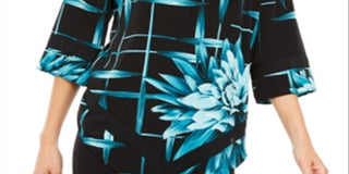 Alfani Women's Printed V Hem Top Blue Size X-Large