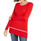 INC International Concepts Women's Asymmetrical Embellished Tunic Red Size X-Large