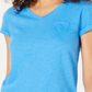 Style & Co.Women's V Neck Pocket T-Shirt Blue Size Petite L