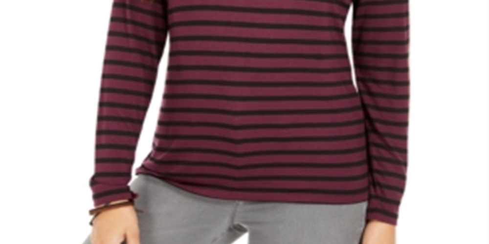 Style & Co.Women's Striped Top Purple Size Petite L