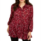 Style & Co.Women's Floral Print Tiered Shirt Wine Size Petite S
