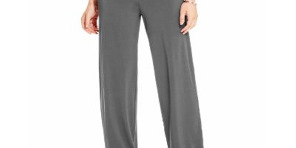 Alfani Women's Knit Wide Leg Pant Gray Size Petite Medium