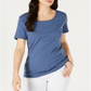 Karen Scott Women's Short Sleeve Scoop Neck Top Blue Size Small