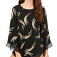 Alfani Women's Printed Poncho Top Black Size Petite S