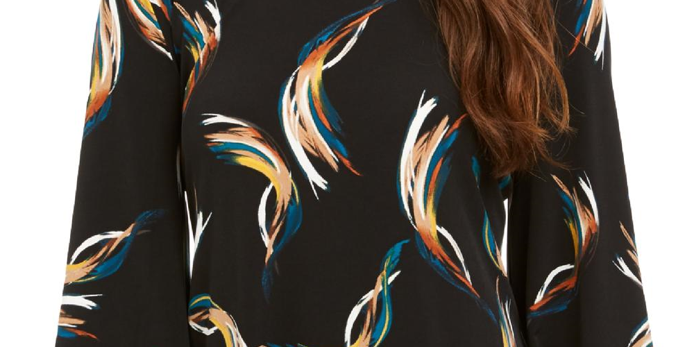 Alfani Women's Printed Poncho Top Black Size Petite S