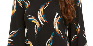 Alfani Women's Printed Poncho Top Black Size Petite S