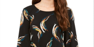 Alfani Women's Printed Poncho Top Black Size Petite S