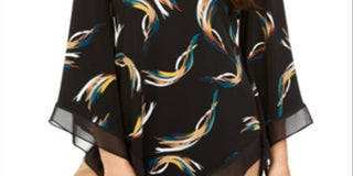 Alfani Women's Printed Poncho Top Black Size Petite S