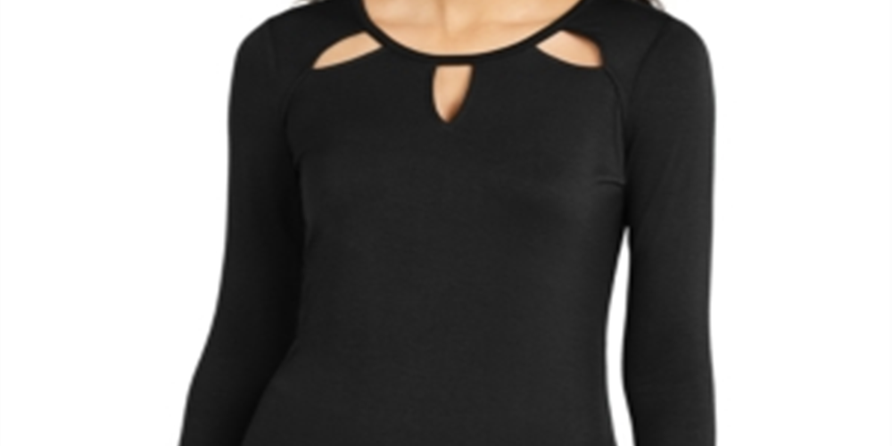 Thalia Sodi Women's Neckline Cutout Top Black Size XX-Large