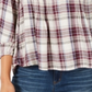 Style & Co.Women's Plaid Split Neck Top Purple Size Medium