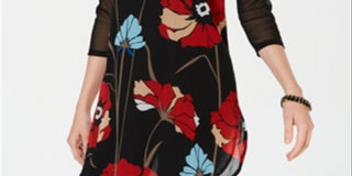 Alfani Women's Printed Mesh Tunic Black Size Petite XL