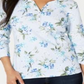 Karen Scott Women's Havana Falls Floral Print Henley Top Blue Size Small
