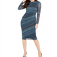 INC International Concepts Women's Side Ruched MIDI Dress Blue Size 16