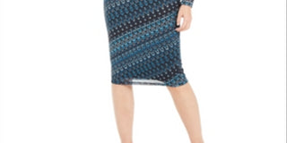 INC International Concepts Women's Side Ruched MIDI Dress Blue Size 16