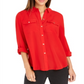 Charter Club Women's Two Pocket Shirt Red Size X-Small