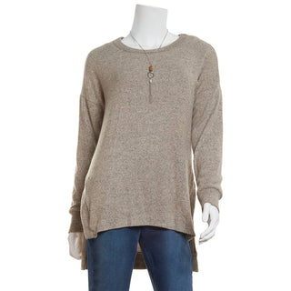 Bcx Junior's Shine Tunic Sweater with Necklace Dark Charcoal Size Large