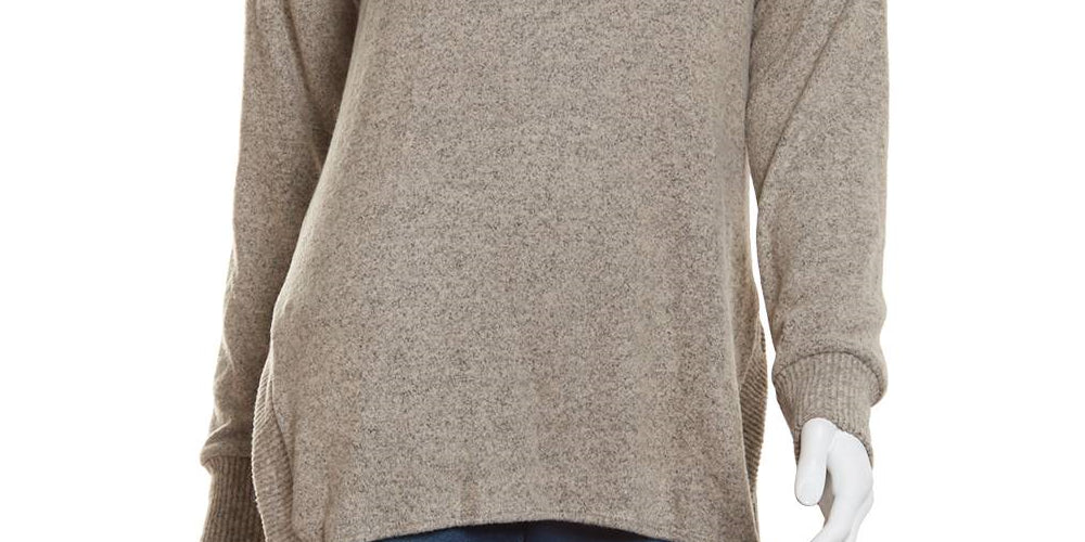 Bcx Junior's Shine Tunic Sweater with Necklace Dark Charcoal Size Large