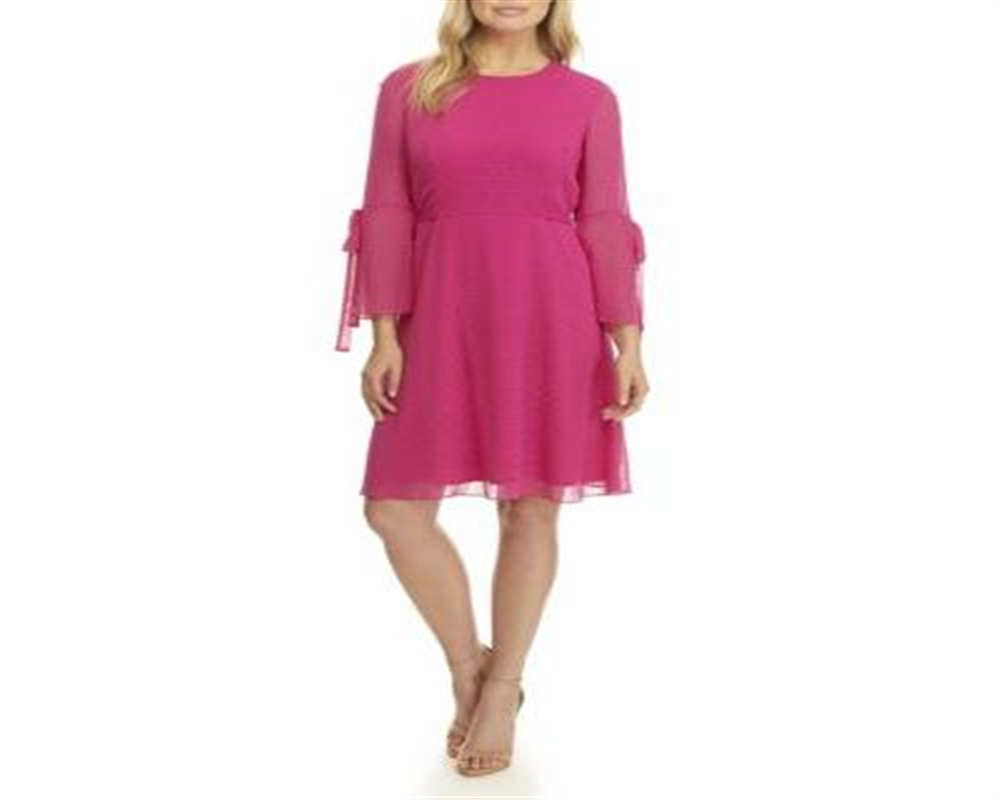 Nine West Women's Career Dresses Flamenco Jacquard Fit & Flare Dress Pink Size 10