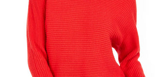 Bar III Women's Ribbed Long Sleeve Sweater Red Size S