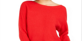 Bar III Women's Ribbed Long Sleeve Sweater Red Size S