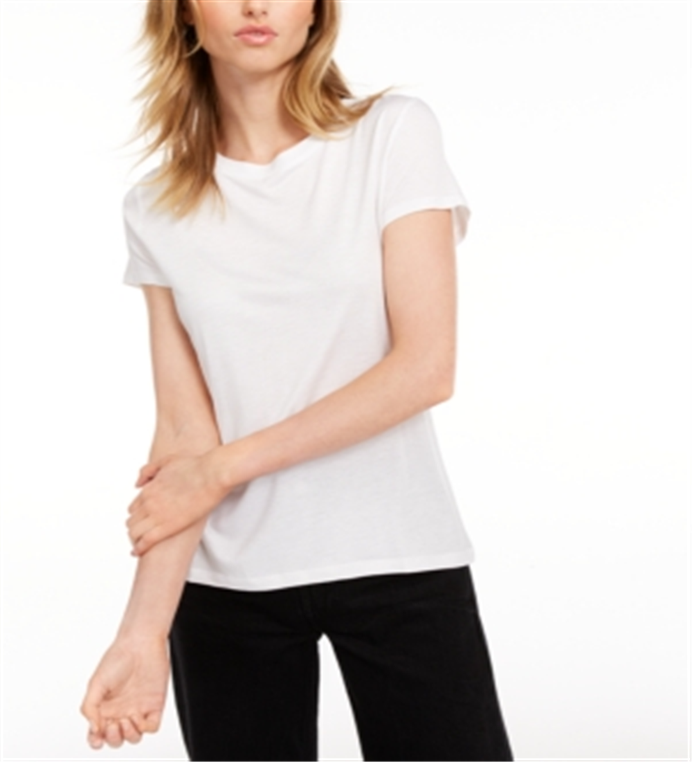 Maison Jules Women's Tie Back Solid T-Shirt White Size Small