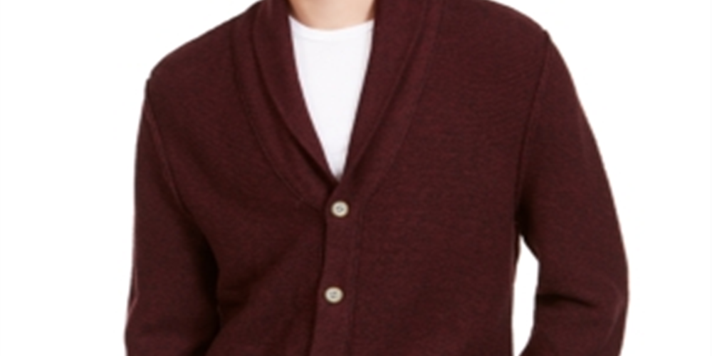 American Rag Men's Links Cardigan  Burgundy Size X-Large