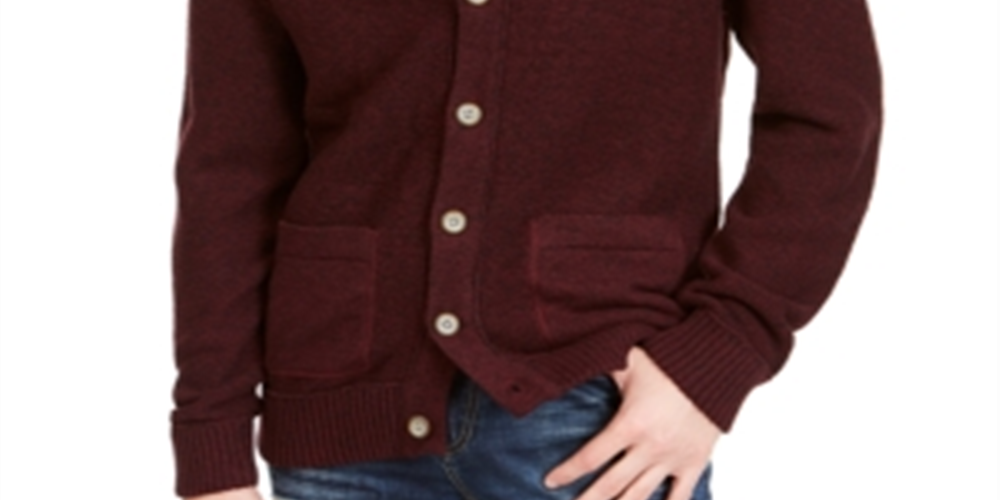 American Rag Men's Links Cardigan  Burgundy Size X-Large