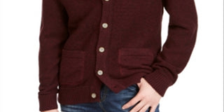 American Rag Men's Links Cardigan  Burgundy Size X-Large