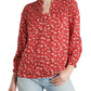Lucky Brand Women's Floral Smocked Blouse Red Size Small