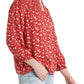 Lucky Brand Women's Floral Smocked Blouse Red Size Small