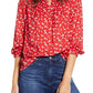 Lucky Brand Women's Floral Smocked Blouse Red Size Small