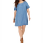 Style & Co.Women's Fringed Denim T-Shirt Dress Blue Size Small