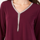 JM Collection Women's Beaded V Neck Tunic  Burgundy Size S