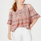 Style & Co.Women's Printed Cold Shoulder Top Pink Size Petite Small