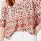 Style & Co.Women's Printed Cold Shoulder Top Pink Size Petite Small