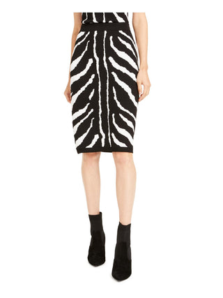 Bar III Women's Zebra Print Sweater Pencil Skirt Black Size Medium
