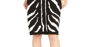 Bar III Women's Zebra Print Sweater Pencil Skirt Black Size Medium