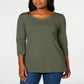 Karen Scott Women's Beaded Top Green Size Medium