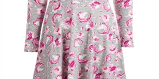 Epic Threads Big Girl's Unicorn & Floral Print Dress Gray Size Large