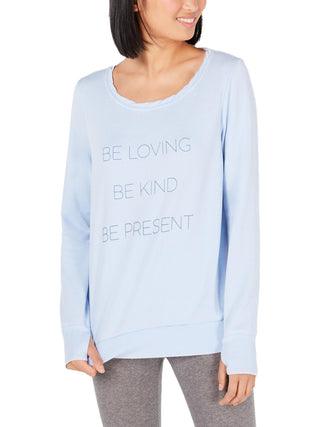 Ideology Women's Be Loving Fitness Activewear Sweatshirt Blue Size X-Small