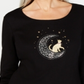 Karen Scott Women's 3/4 Sleeve Embellished Cotton Top Black Size X-Small