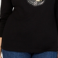 Karen Scott Women's 3/4 Sleeve Embellished Cotton Top Black Size X-Small