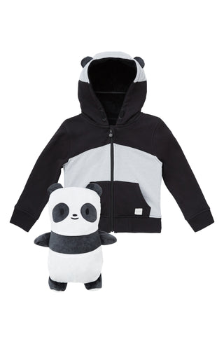 Cubcoats Kid's Transforming 2 in 1 Hoodie Sweater Jacket and Soft Character Plushie Black Size 2T