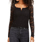 Crave Fame Junior's Lace Smocked Top Black Size Small