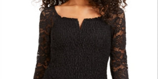 Crave Fame Junior's Lace Smocked Top Black Size Small