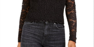 Crave Fame Junior's Lace Smocked Top Black Size Small