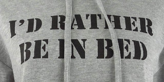 Rebellious One Junior's I D Rather Be in Bed Graphic Hoodie Gray Size Large