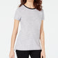 Maison Jules Women's Striped Short Sleeve Crew Neck T-Shirt Top White Size Large