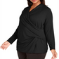 Alfani Women's Plus Faux-Wrap Top Black Size 0X