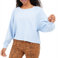 Hippie Rose Junior's Cropped Raw Edged Sweatshirt Blue Size Large